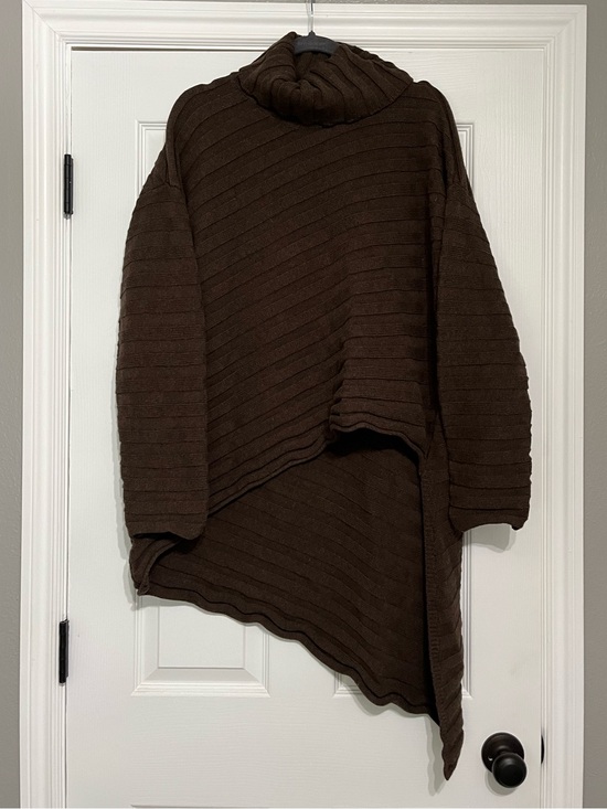 Free People Sweaters - Free Peoplel Beach Chocolate Brown Thick Knit 100% Cotton Asymmetric Sweater Med